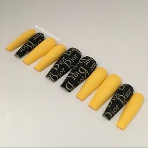Press On Nails Designer Handmade Matte Yellow